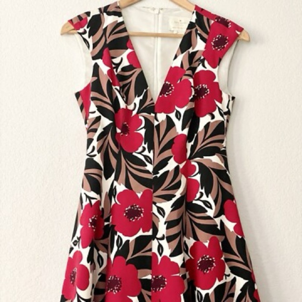 Kate Spade Desert Muse Poppy Field Structured Midi Dress - Picture 2 of 2